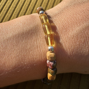 Bracelet "Health, Longevity" Jasper Amber natural